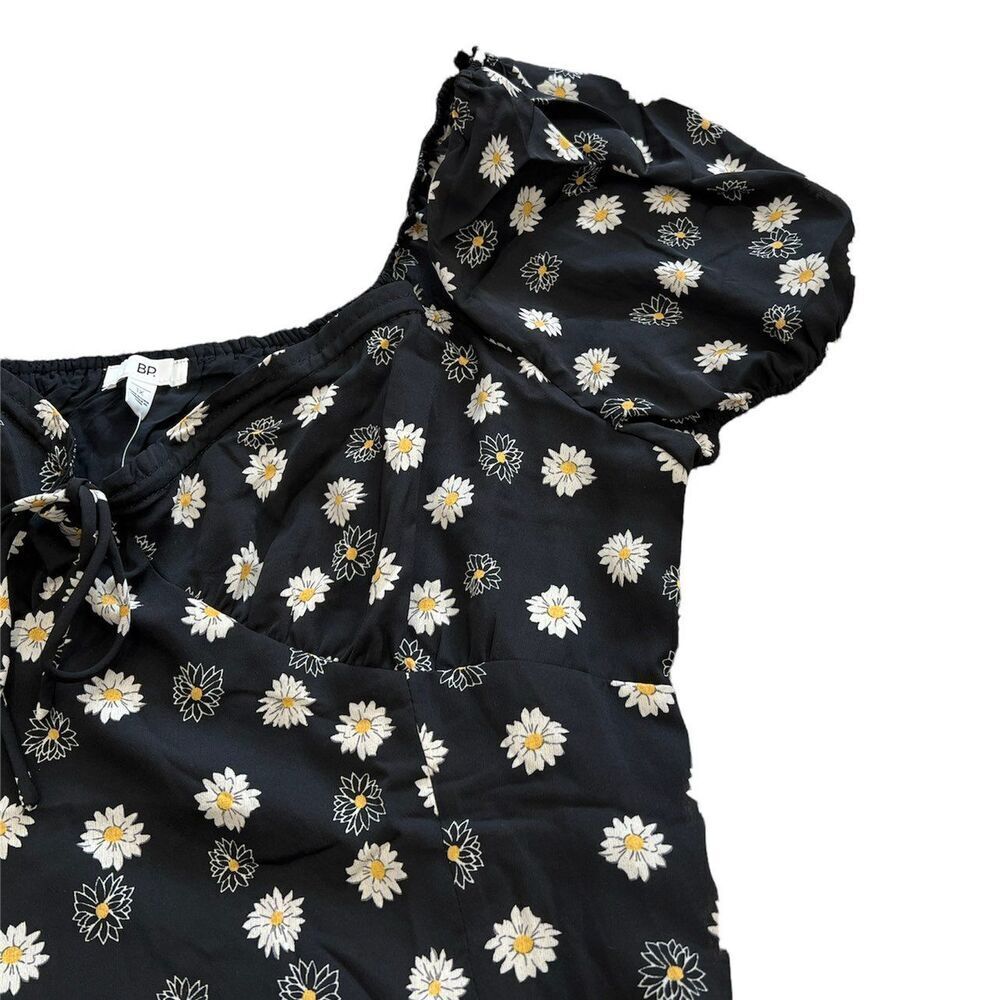 BP. Black Daisy Printed Tie Front Mini Dress 1X - Picture 3 of 4